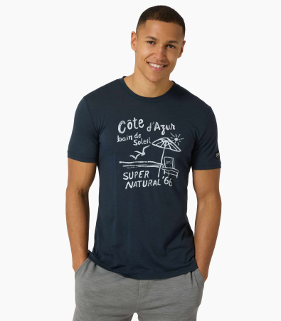 Tricouri - Tricou barbati cu merino SN-SUPERNATURAL - M COTE D AZUR TEE - Blueberry/White Stone