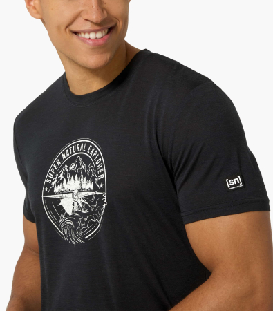 Tricou barbati cu merino SN-SUPERNATURAL - M EXPLORING TEE - Jet Black/Feather Grey [2]