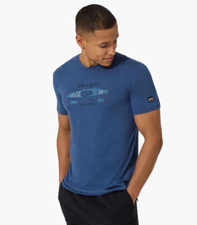 Tricouri - Tricou barbati cu merino SN-SUPERNATURAL M RIVER PLEASURE TEE - Ocean Blue/Various