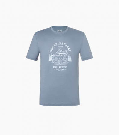 Tricou barbati cu merino SN-SUPERNATURAL - M LANDI - Flint Stone/Heather Blue [1]