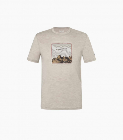Tricouri drumetie - Tricou barbati cu merino SN-SUPERNATURAL - M MOUNTAIN VIBES - Vintage Khaki Melange/Various