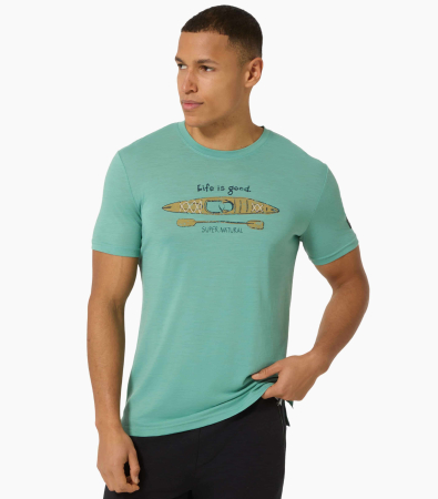 Tricouri - Tricou barbati cu merino SN-SUPERNATURAL M RIVER PLEASURE TEE - Lagoon Green/Various
