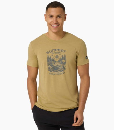 Tricouri - Tricou barbati cu merino SN-SUPERNATURAL M SUMMER BREAK TEE - Sahara/Cashmere Grey Melange