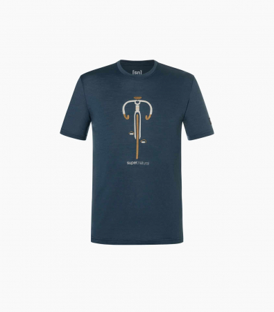 Tricou barbati cu merino SN-SUPERNATURAL - M VINTAGE BIKE - Blueberry/Vintage Khaki Melange/Kangaroo [2]