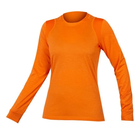 Tricouri ciclism - Tricou ciclism femei Endura SINGLETRACK LS JSY Orange