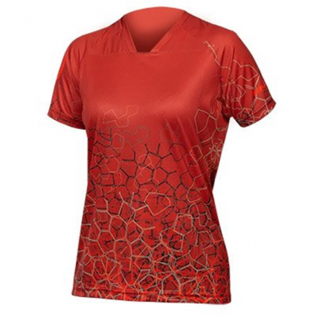 Tricouri ciclism - Tricou ciclism femei Endura SINGLE TRACK PRINT T LTD Cayenne