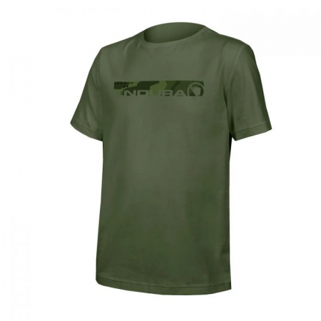 Tricouri ciclism - Tricou copii Endura KIDS ONE CLAN ORGANIC CAMO Green Olive
