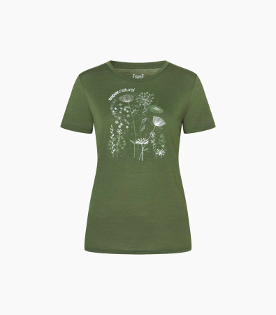 Tricou dama cu merino SN-SUPERNATURAL - W ROCK FLOWERS TEE - Chive/Various [1]