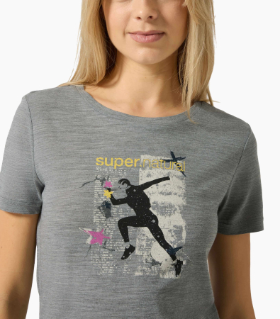 Tricou dama cu merino SN-SUPERNATURAL - W RUNNING ART TEE - Cashmere Grey Melange/Various [3]