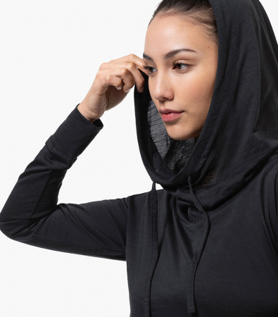 Hanorac dama cu merino SN-SUPERNATURAL - W FUNNEL HOODIE Jet Black [4]