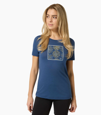 Tricouri drumetie - Tricou dama cu merino SN-SUPERNATURAL - W SEA URCHIN TEE - Ocean Blue/Various