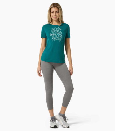 Tricou dama cu merino SN-SUPERNATURAL - W UNDER THE SEA TEE - Pacific/White Stone/Lagoon Green [2]
