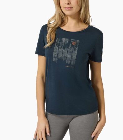 Tricouri drumetie - Tricou dama cu merino SN-SUPERNATURAL - W WONDER WALD TEE - Blueberry/Various