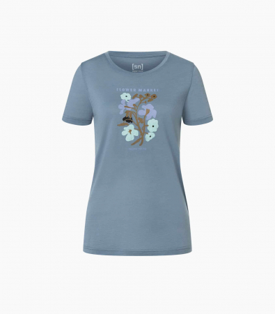 Tricou dama merino SN-SUPERNATURAL - W FLOWER MARKET - Flint Stone/Various [1]