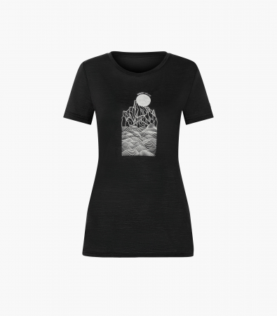 Tricou dama merino SN-SUPERNATURAL - W PREIKESTOLEN CLIFFS - Jet Black/Feather Grey/Silver [3]