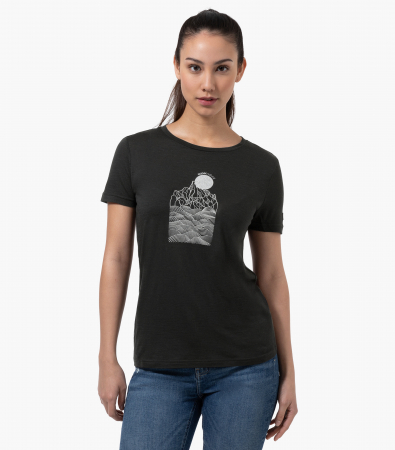Tricouri drumetie - Tricou dama merino SN-SUPERNATURAL - W PREIKESTOLEN CLIFFS - Jet Black/Feather Grey/Silver