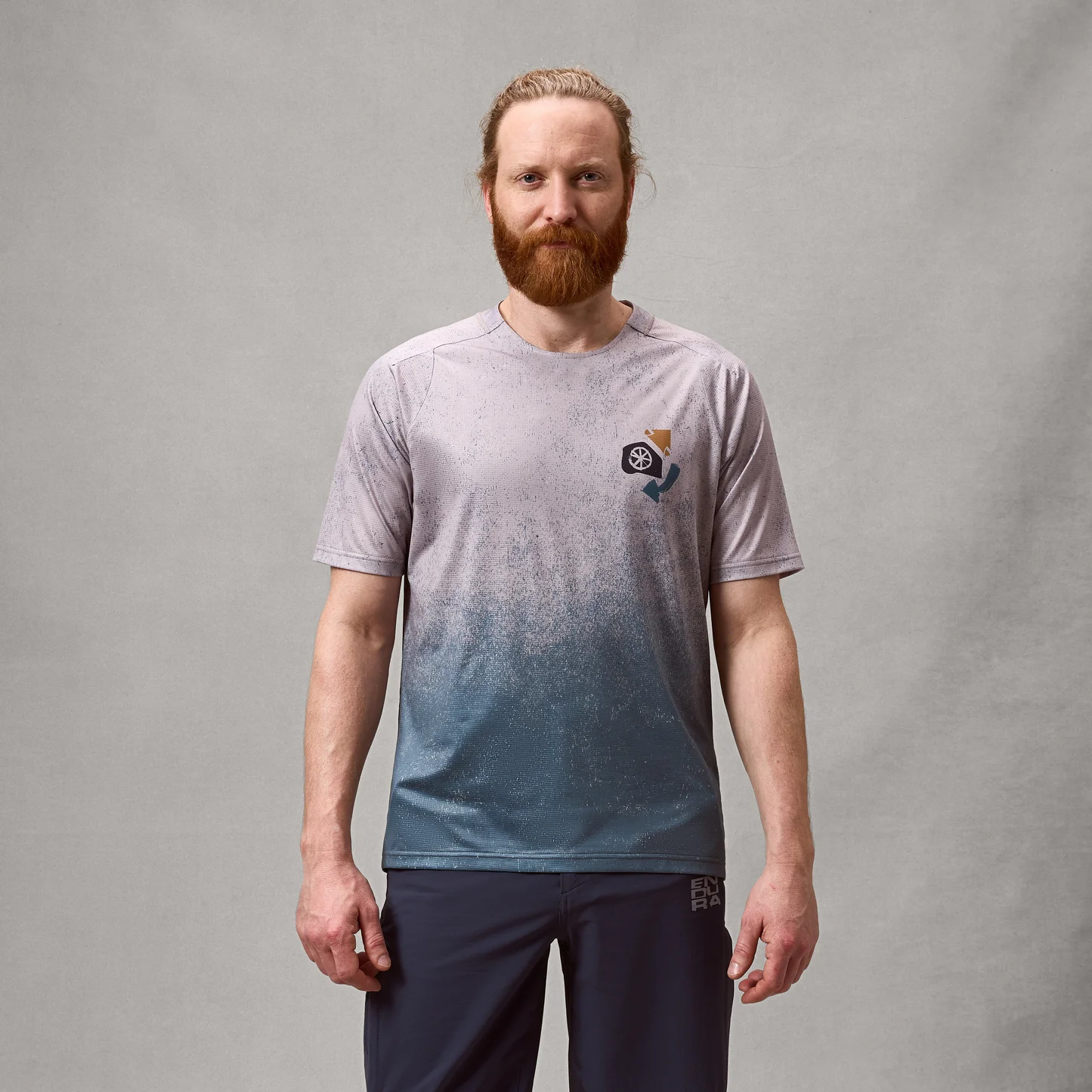 Tricouri ciclism - Tricou pentru barbati ENDURA SINGLETRACK S/S PRINT - TITANIUM