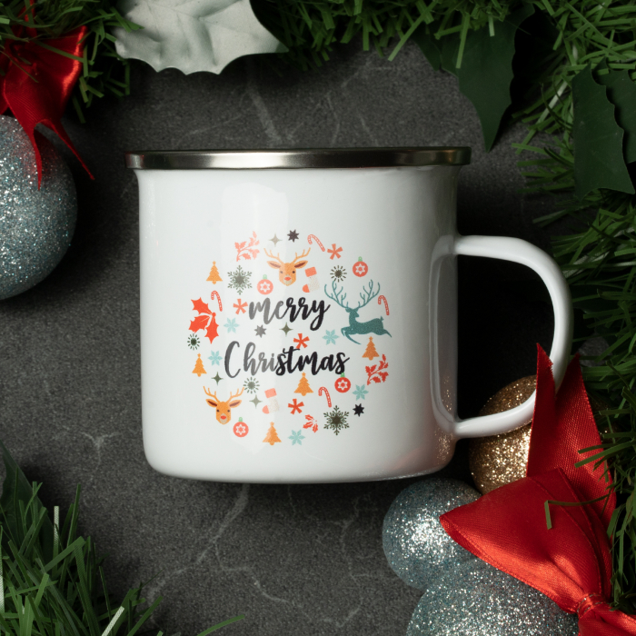 Cană emailata CRACIUN "Merry Christmas" de 330 ml, cadou de Sarbatori [2]