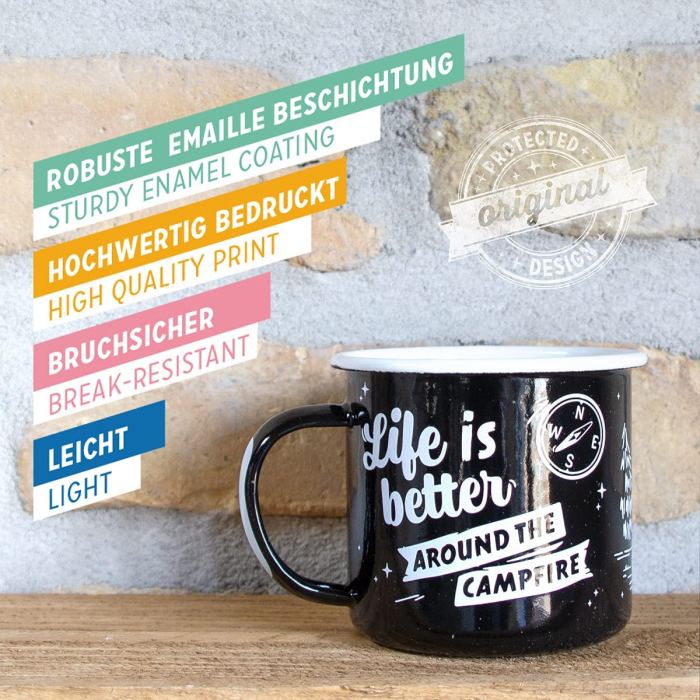 Cana emailata, Life Is Better Around The Campfire, 360 ml [4]