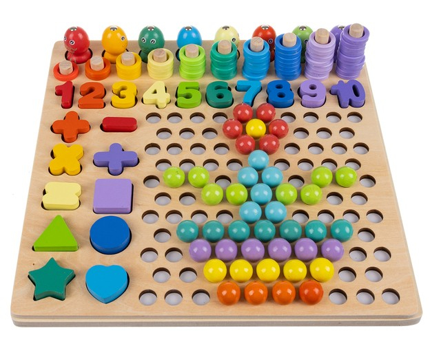Jucarie interactiva din lemn Montessori, 6 in 1, Multicolor [3]