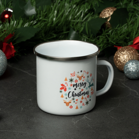 Cană emailata CRACIUN "Merry Christmas" de 330 ml, cadou de Sarbatori [2]