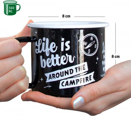 Cana emailata, Life Is Better Around The Campfire, 360 ml [1]