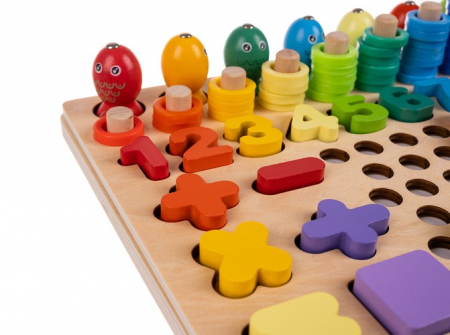 Jucarie interactiva din lemn Montessori, 6 in 1, Multicolor [5]