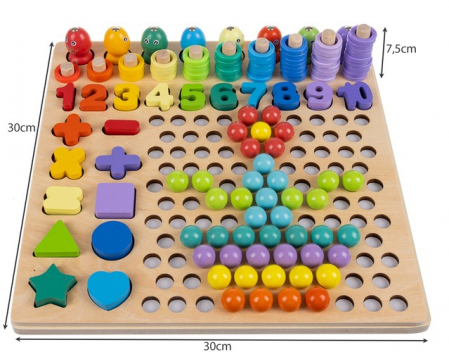 Jucarie interactiva din lemn Montessori, 6 in 1, Multicolor [9]