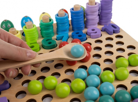 Jucarie interactiva din lemn Montessori, 6 in 1, Multicolor [7]
