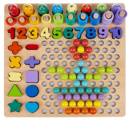 Jucarie interactiva din lemn Montessori, 6 in 1, Multicolor [1]