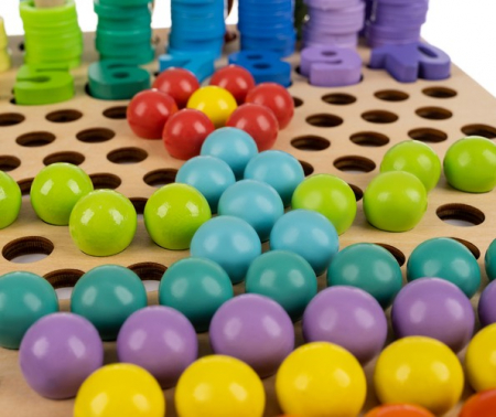 Jucarie interactiva din lemn Montessori, 6 in 1, Multicolor [6]