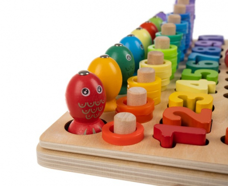 Jucarie interactiva din lemn Montessori, 6 in 1, Multicolor [4]