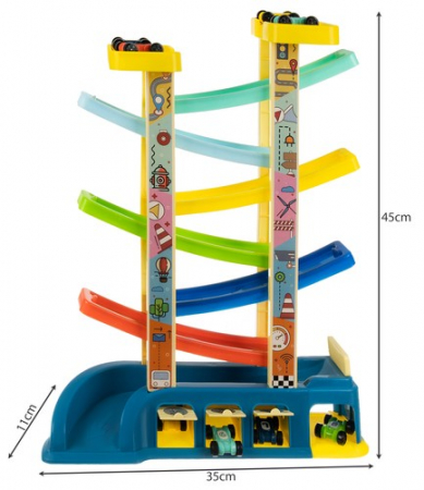 Jucarie Interactiva tip Tobogan, cu 8 Masinute, 45x35x11 cm, multicolor [7]