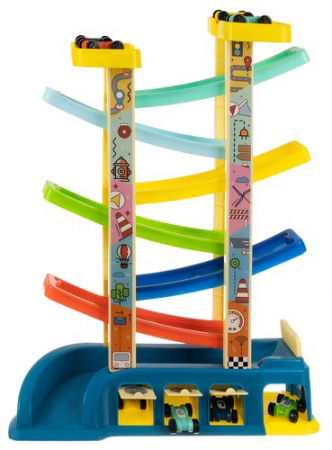 Jucarie Interactiva tip Tobogan, cu 8 Masinute, 45x35x11 cm, multicolor [0]