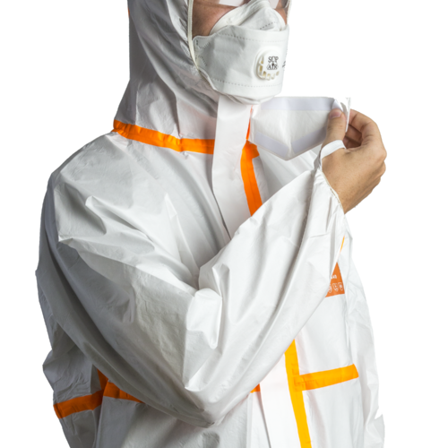 COVERCHEM 4M40, Combinezon de Protecție Chimică Tip 4b/5b/6b, Microporos, 65 g/m², Cusături Acoperite, Antistatic, Alb [9]