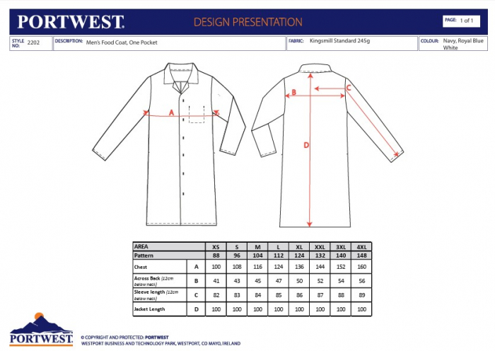 2202, Halat de damă pentru industria alimentară din kingsmill, 245 g/mp [3]