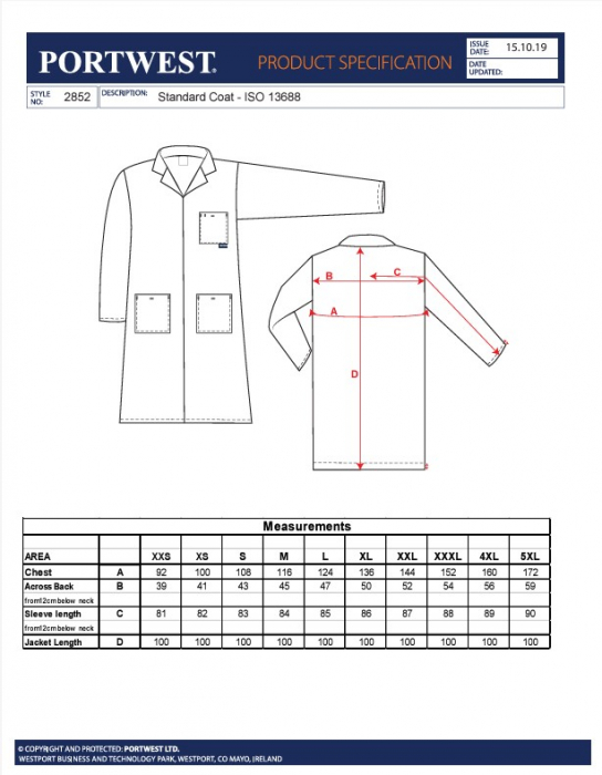 2852, Halat standard din tercot, 245 g/mp [5]