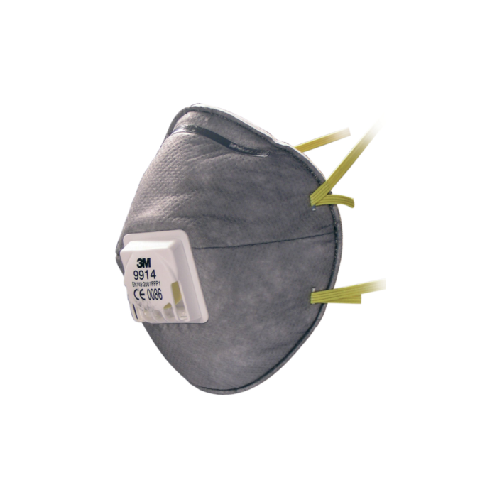 3M 9914 – Semimască tip cupă FFP1 NR cu supapă și strat cu carbon activ [Cutie 10 bucăți] [1]