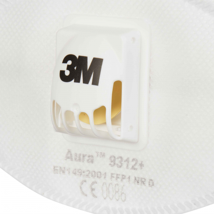 3M AURA 9312+ FFP1, Semimască În Formă De Cupă FFP1, Versiune cu Supapă Cool Flow (10 bucăți / set) [2]