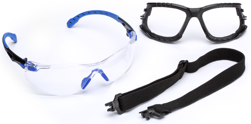 3M SOLUS 1000, Ochelari protecție policarbonat, antiabraziune/antiaburire Scotchgard, albastru/negru, kit curea [2]