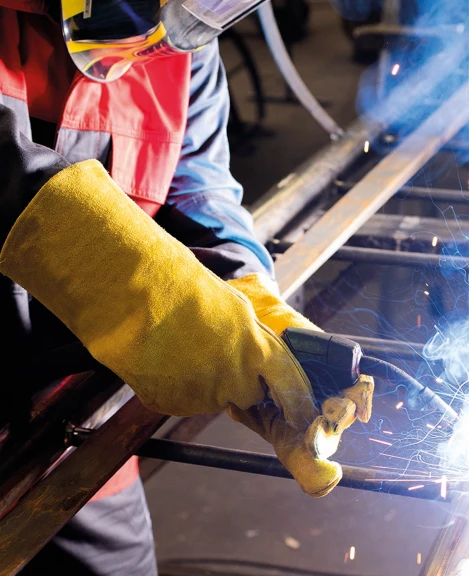 4MIG GOLD, Mănuși de sudură din piele bovină despicată (șpalt), cusătură Kevlar [3]