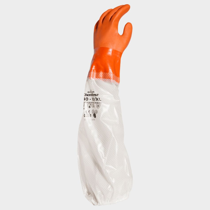 640, Mănuși de protecție chimică din bumbac, imersate în PVC, lungime 60 cm [4]