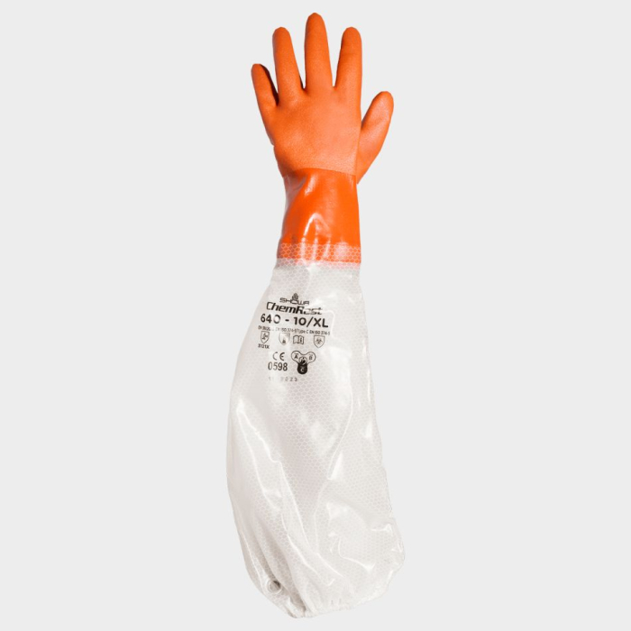 640, Mănuși de protecție chimică din bumbac, imersate în PVC, lungime 60 cm [3]