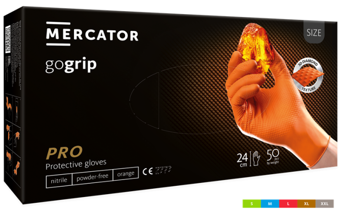 Go Grip, Mănuși de unică folosință din nitril nepudrat diamantate, lungime > 24 cm [Cutie 50 bucăți] [2]