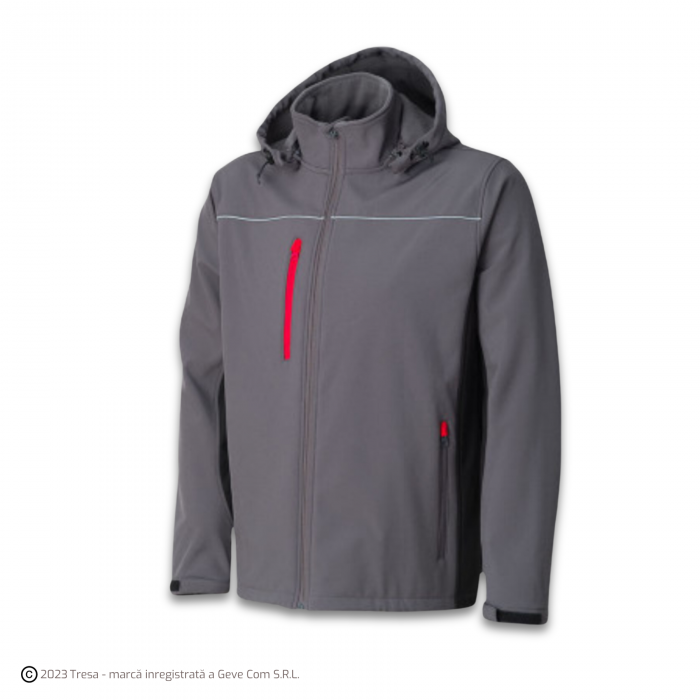 ATLETICO, Jacheta tip Softshell cu glugă, din poliester si spandex [2]