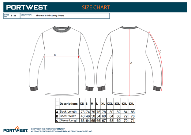 B123, Tricou termic cu mânecă lungă, din poliester și bumbac, 200 g/mp [3]