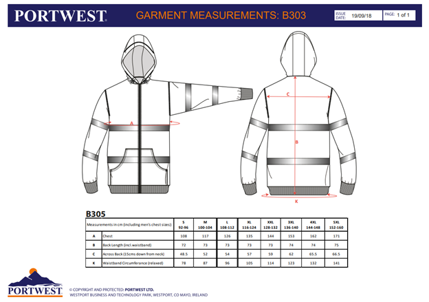 PORTWEST B305, Jachetă tip hanorac Hi-Vis cu glugă încorporată și fermoar frontal, din poliester și bumbac, 300 g/mp [3]