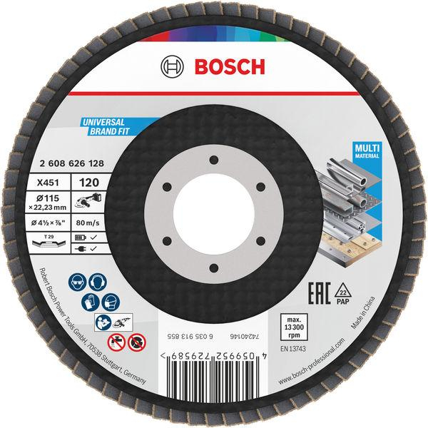BOSCH, Disc de șlefuire evantai X451, G80, G120 pentru polizoare unghiulare mici, Ø 115-125 mm [set 15 bucăți] [2]