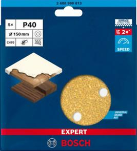BOSCH EXPERT C470, Hârtie abrazivă cu 6 orificii, pentru șlefuitoare orbitale cu excentric, granulație 40-400 [cutie 5 bucăți] [4]