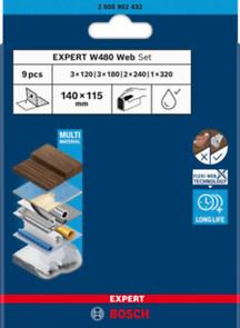 BOSCH EXPERT W480 Web 1/4, Set foi pentru șlefuire manuală, granulație 3x120 / 3x180 / 2x240 / 1x320, 115 mm [3]